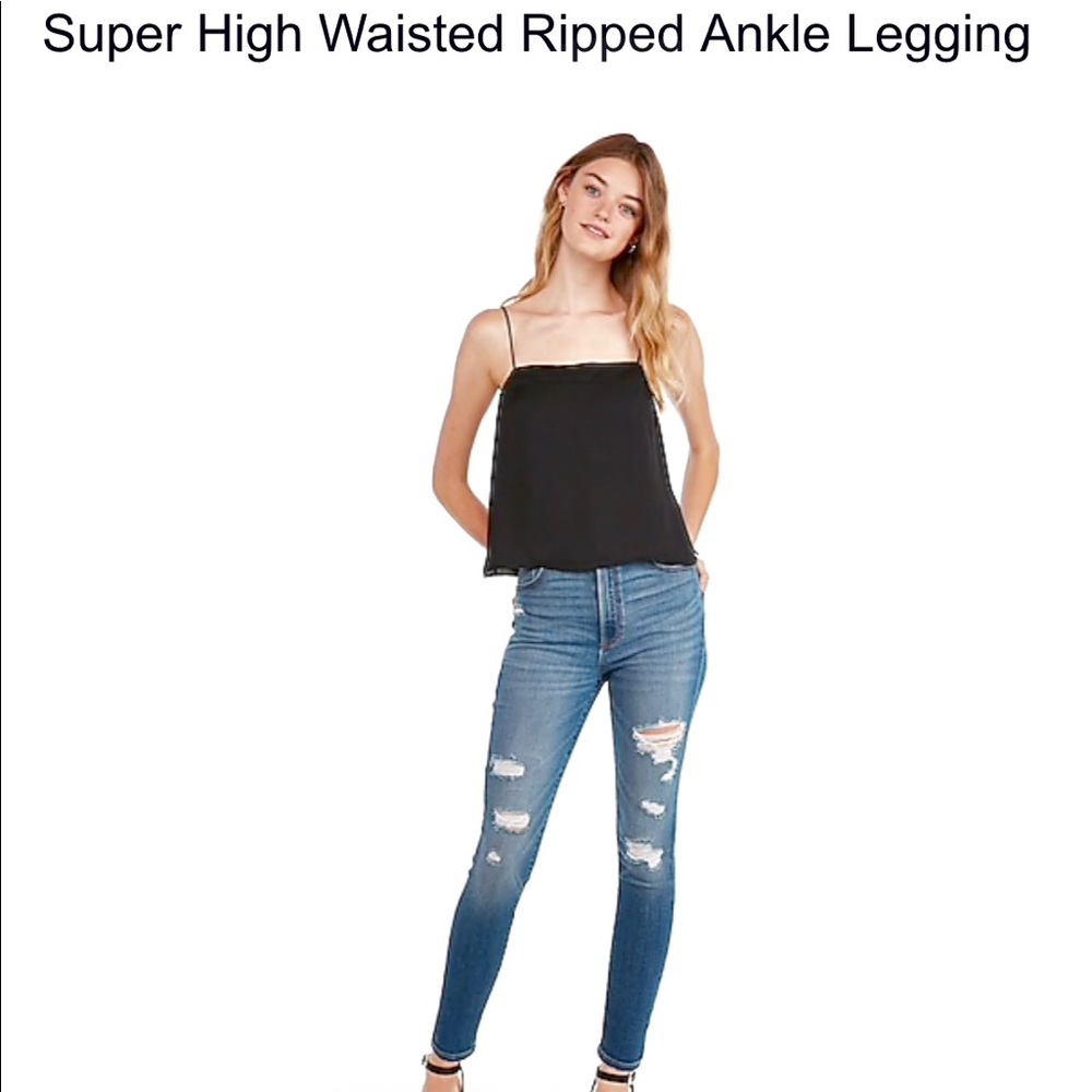 Express jeans “super high-waist skinny” acid wash
